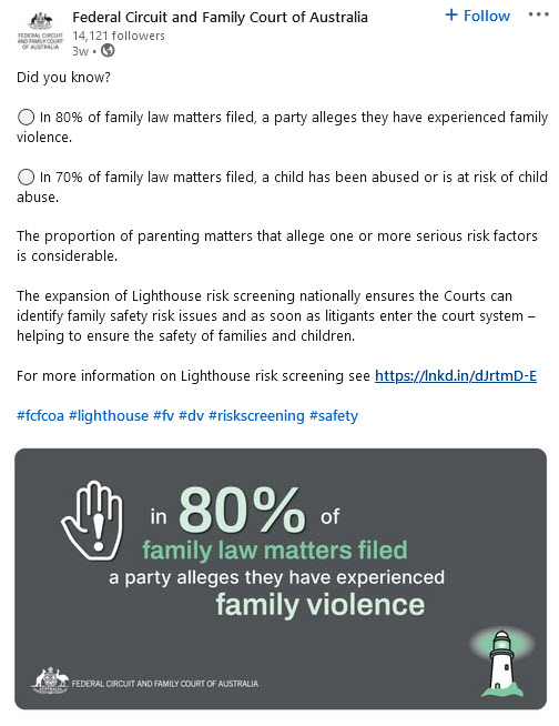 Fed Court Family Violence Numbers
